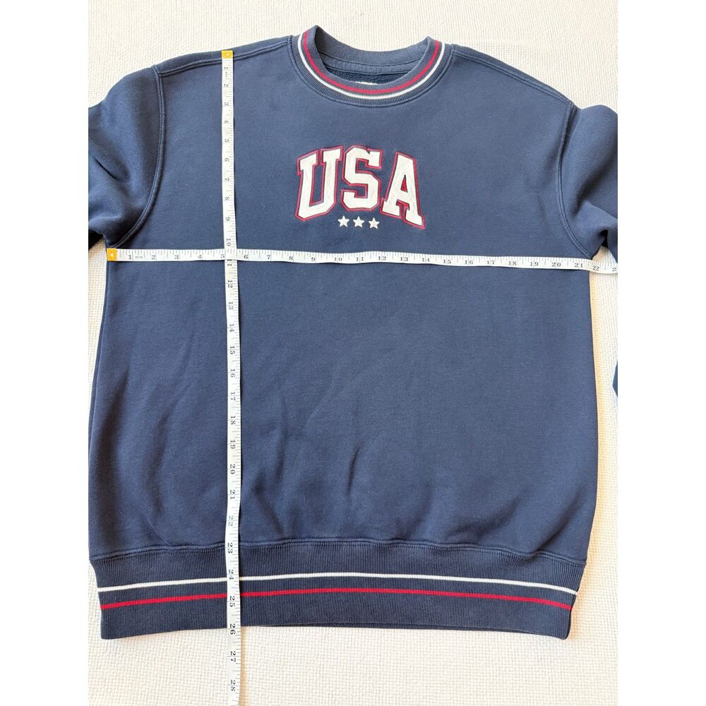 Hollister USA Applique Crewneck Sweatshirt Small Navy Relaxed Fit Patriotic - Picture 6 of 6